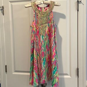 Lilly Pulitzer Gold and Multicolor Midi Dress
